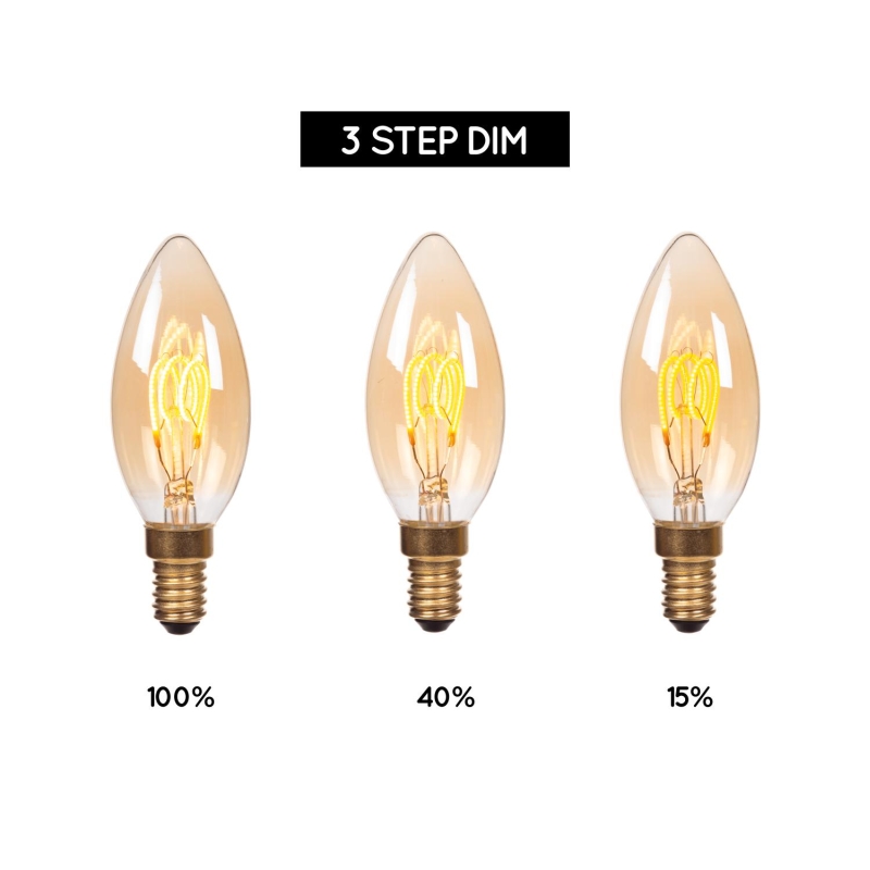 Lucide C35 - Filament bulb - Ø 3,5 cm - E14 - 1x3W 2200K - Amber